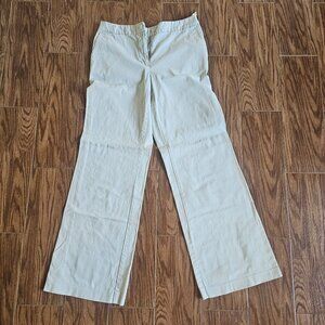 Y2K Newport News Cream Wide Leg Pants | Size 8 | Flap Pocket Trousers